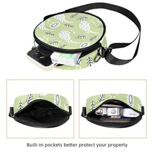 Kiwi Bird Green Crossbody Bag for Women Teen Girls Round Canvas Shoulder Bag Purse Tote Handbag Bag