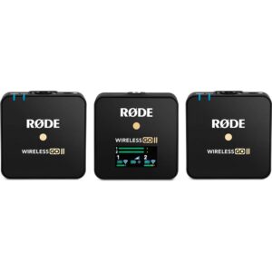 Rode Microphones Wireless GO II Dual Channel Wireless Microphone System Bundle Lavalier II Omnidirectional Lav Mic and 3-Pack Foam Windscreen