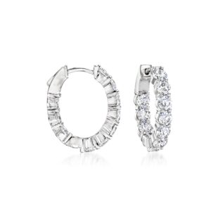 Ross-Simons 4.60 ct. t.w. CZ Inside-Outside Hoop Earrings in Sterling Silver