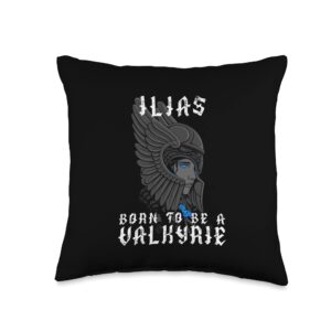 Personalized Viking Gift Idea And Norse Quotes Ilias-Born to Be A Valkyrie-Personalized Throw Pillow, 16x16, Multicolor