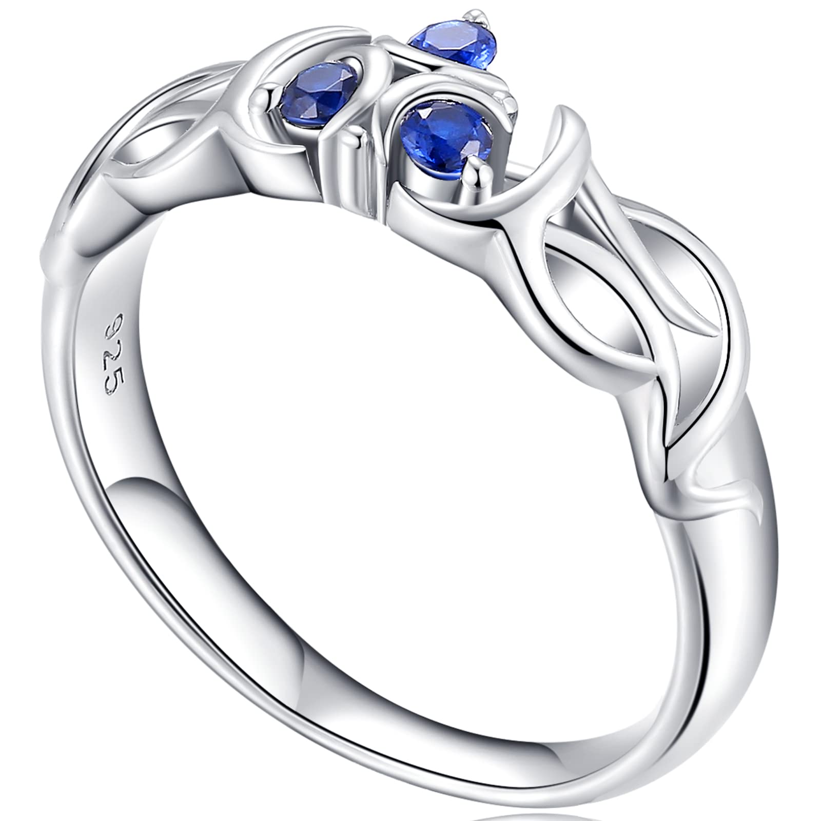 Purreen Zelda Zora's Sapphire Ring Rhodium Plated Sterling 925 Silver – 5