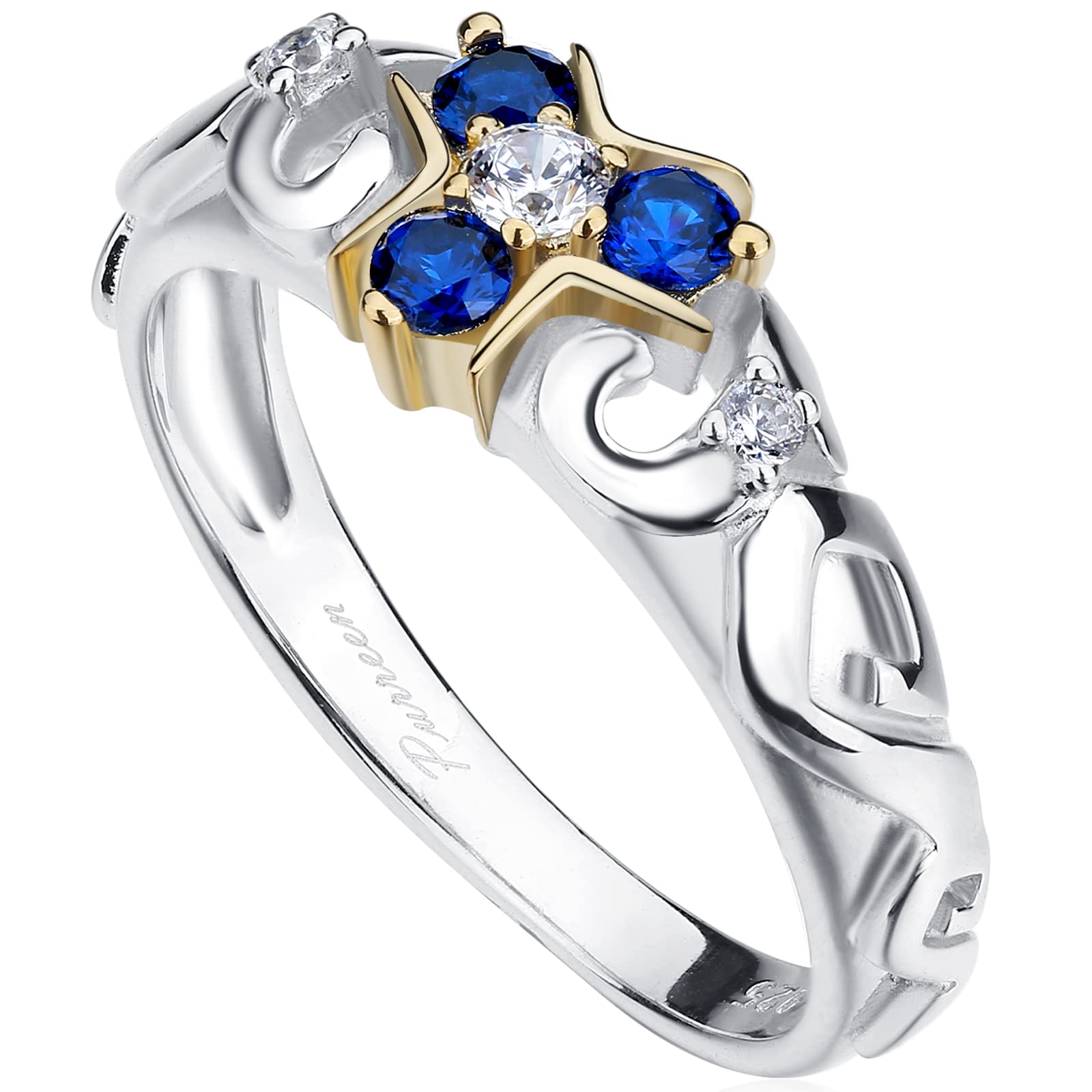 Purreen Zelda Zora's Sapphire Ring 18K Gold & Rhodium Plated Sterling 925 Silver – 5