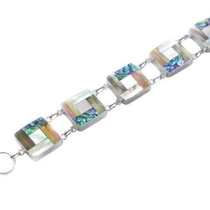 Swimmi Natural Abalone Shell Two Tones Mother of Pearl 925 Sterling Silver Bracelet Handmade Women Jewelry SF026