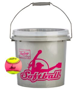 rawlings softball bucket combo with 10-inch softballs (includes 18 10" softballs)