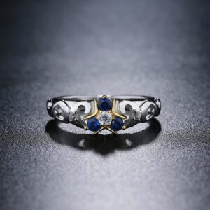 Purreen Zelda Zora's Sapphire Ring 18K Gold & Rhodium Plated Sterling 925 Silver – 5