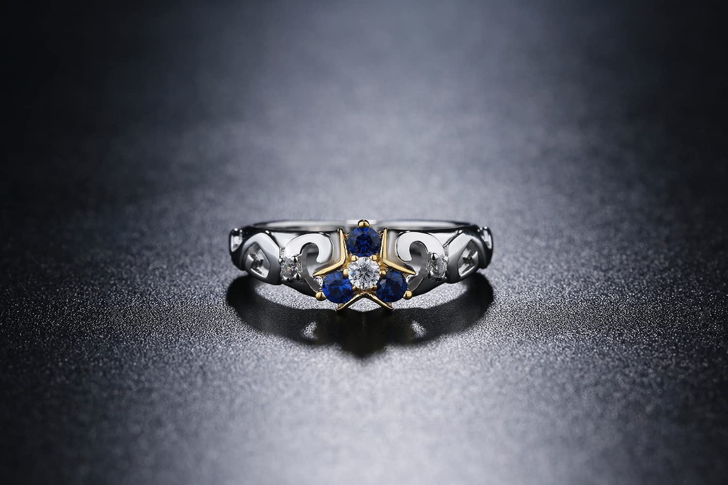 Purreen Zelda Zora's Sapphire Ring 18K Gold & Rhodium Plated Sterling 925 Silver – 5