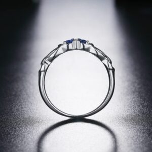 Purreen Zelda Zora's Sapphire Ring Rhodium Plated Sterling 925 Silver – 5