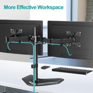 MOUNT PRO Dual Monitor Mount, Free-Standing Monitor Stand for 2 Monitors fit 13-27” Screen, Monitor Arm holds Max 17.6lbs, Monitor Desk Mount with Height Adjustable, Swivel, VESA Mount 75x75 100x100