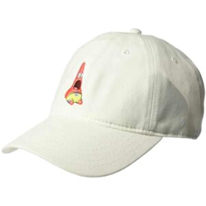 Spongebob Squarepants Dad Hat, Patrick Star Cotton Adult Baseball Cap with Curved Brim, White, One Size