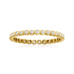 rs pure by ross-simons 0.25 ct. t.w. bezel-set diamond eternity band in 14kt yellow gold. size 6