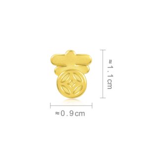 CHOW SANG SANG 999 24K Solid Gold Mini Charm Chinese Character Luck (吉) Charm Blessing Bracelet for Women 93117C (Gold, 17 CM)