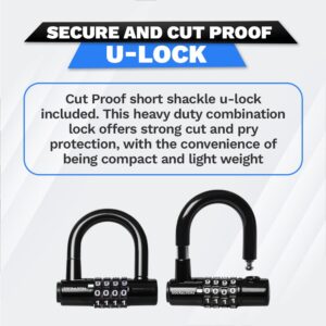 DocksLocks Security Cable Lock Set (5ft to 25ft Lengths) – Weatherproof, Looped Ends, Coiled, Compact, Includes U-Lock, Anti-Theft for Bikes, Patio Furniture, Kayaks, Outdoor Equipment 20ft