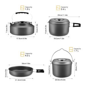 Bulin 24/12/9/4 Pcs Camping Cookware Mess Kit Nonstick Backpacking Cooking Set Lightweight CookwareSets Outdoor Cook Gear for Family Hiking Picnic