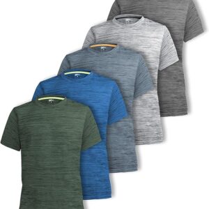 SPXTREME [5 Pack Men’s Dry-Fit Active Athletic Crew Neck T Shirts Running Workout Gym Tee Top