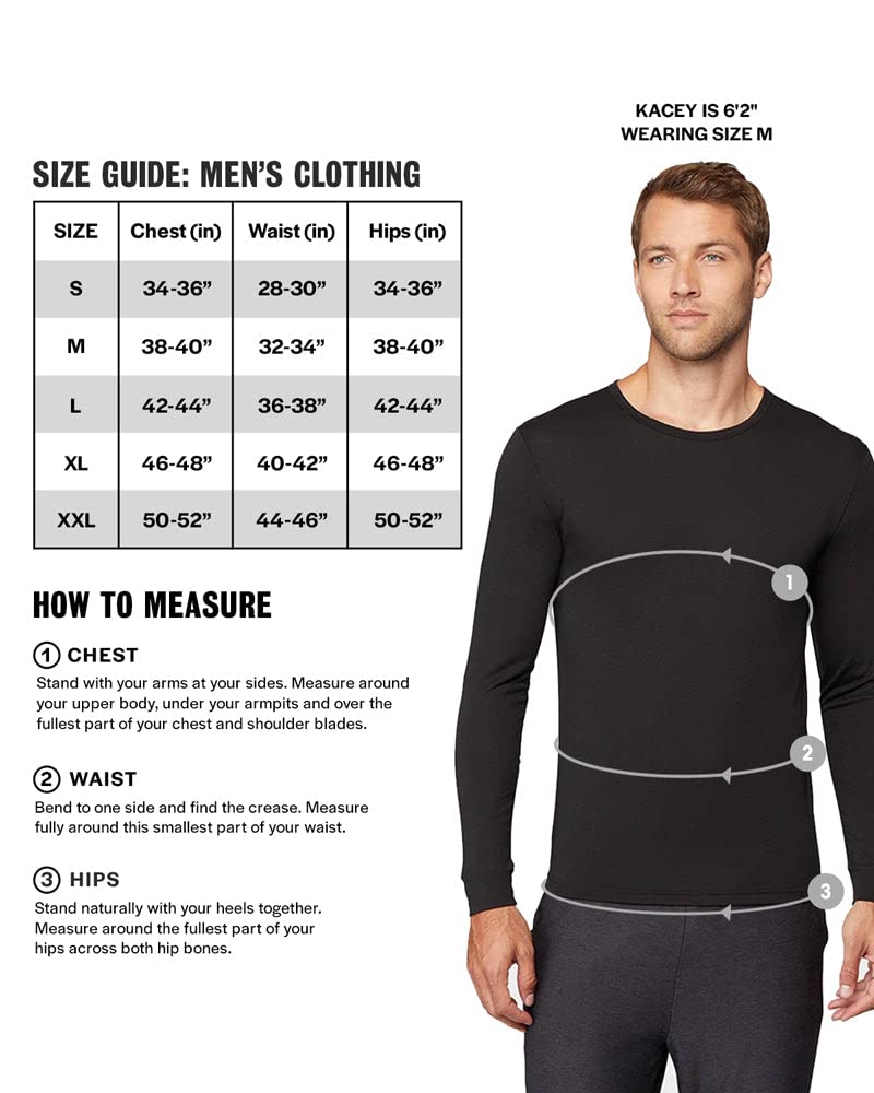 32 DEGREES Men's 2-Pack Performance Lightweight Thermal Baselayer Crewneck Long Sleeve Shirt Top | Moisture Wicking | Anti Odor, WHITE/CHARCOAL HEATHER, X-Large