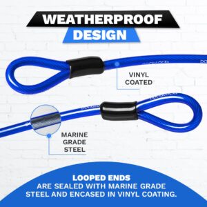 DocksLocks Weatherproof Straight Security Cable (5ft to 25ft Lengths) with Reinforced Looped Ends, Anti-Theft Protection for Kayaks, Bikes, Paddleboards, Outdoor Equipment, Bicycles and More 25ft