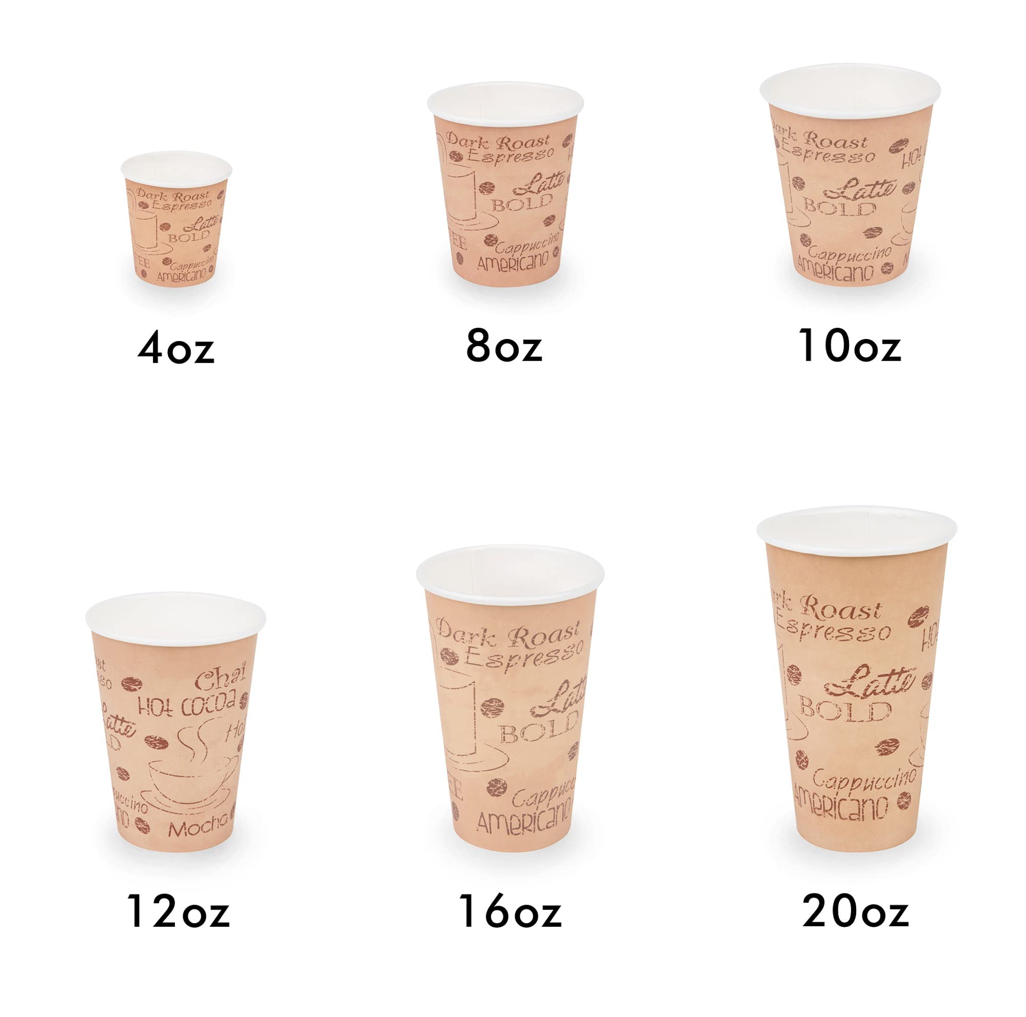 ECODESIGN-US 20 Ounce Disposable Paper Coffee Hot Cups with Black Lids - 50 Sets - Coffee Latte Macchiato To Go Extra Large Portion