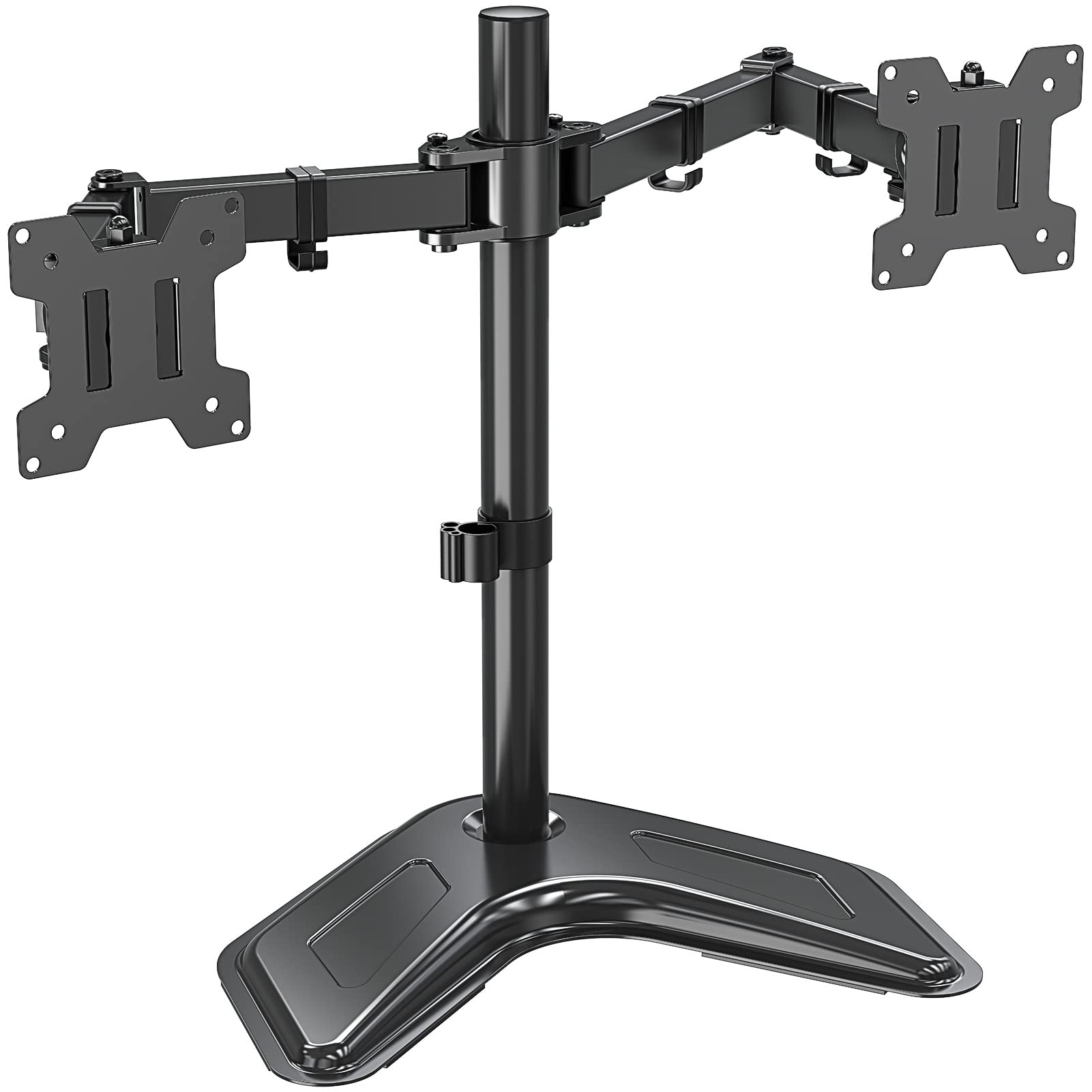 MOUNT PRO Dual Monitor Mount, Free-Standing Monitor Stand for 2 Monitors fit 13-27” Screen, Monitor Arm holds Max 17.6lbs, Monitor Desk Mount with Height Adjustable, Swivel, VESA Mount 75x75 100x100