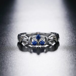 Purreen Zelda Zora's Sapphire Ring Rhodium Plated Sterling 925 Silver – 5