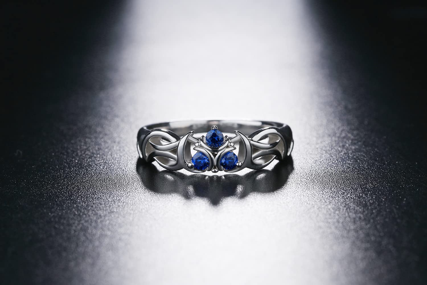 Purreen Zelda Zora's Sapphire Ring Rhodium Plated Sterling 925 Silver – 5