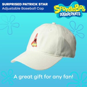 Spongebob Squarepants Dad Hat, Patrick Star Cotton Adult Baseball Cap with Curved Brim, White, One Size