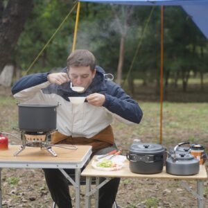 Bulin 24/12/9/4 Pcs Camping Cookware Mess Kit Nonstick Backpacking Cooking Set Lightweight CookwareSets Outdoor Cook Gear for Family Hiking Picnic