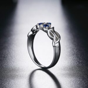 Purreen Zelda Zora's Sapphire Ring Rhodium Plated Sterling 925 Silver – 5