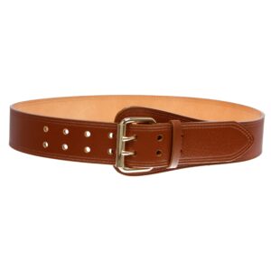 beltiscool Women's Litchi Veined Double Stitch Double Hole Tapered Leather Belt, Tan | small-30