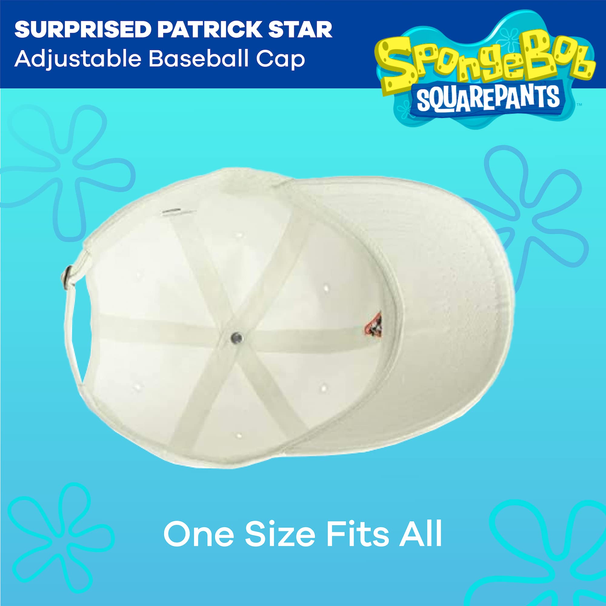 Spongebob Squarepants Dad Hat, Patrick Star Cotton Adult Baseball Cap with Curved Brim, White, One Size