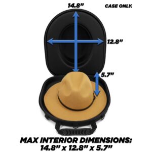 CASEMATIX Hat Case for Fedora, Panama, Bowler Hats and More - Hard Shell Hat Travel Case with Carry Strap, Luggage Strap and ID Card Slot, Hat Carrier for Hats With Up To 3" Brim