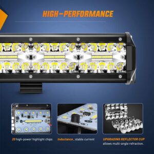 Nilight 20 Inch 420W LED Light Bar Triple Row Flood Spot Combo 42000LM Driving Boat Led Off Road Lights with 12V On/Off 5 Pin Rocker Switch 16AWG Wiring Harness Kit, 2 Years Warranty