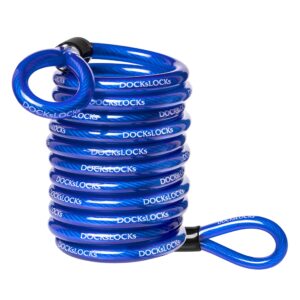 DocksLocks Weatherproof Coiled Security Cable (5ft to 25ft Lengths) with Reinforced Looped Ends, Anti-Theft Protection for Kayaks, Bikes, Paddleboards, Outdoor Equipment, Bicycles and More 5ft