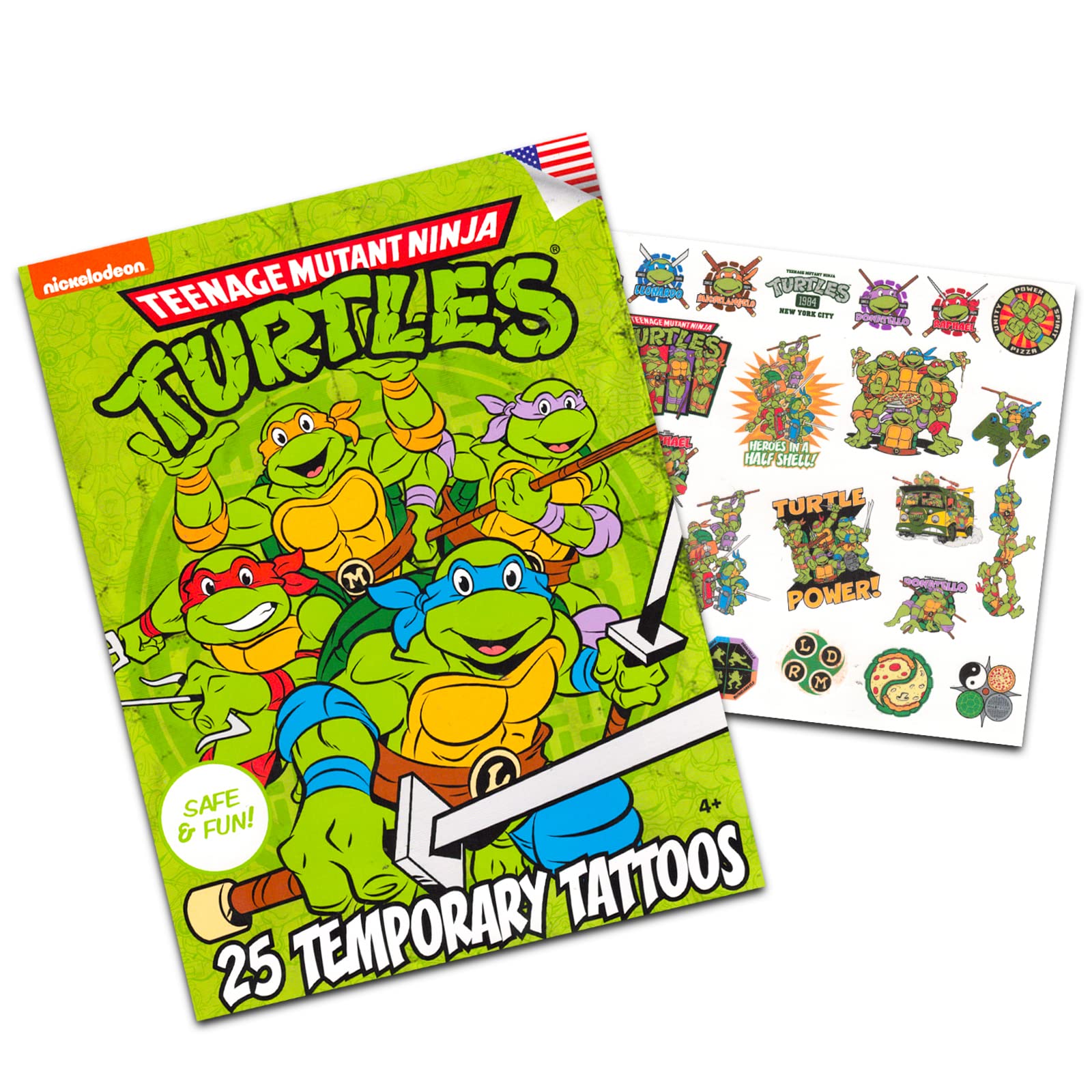 Nick Shop Teenage Mutant Ninja Turtles Stickers and Tattoos Super Set ~ Bundle with 300 TMNT Stickers and 25 TMNT Temporary Tattoos for Boys Girls Kids (Ninja Turtles Party Supplies)