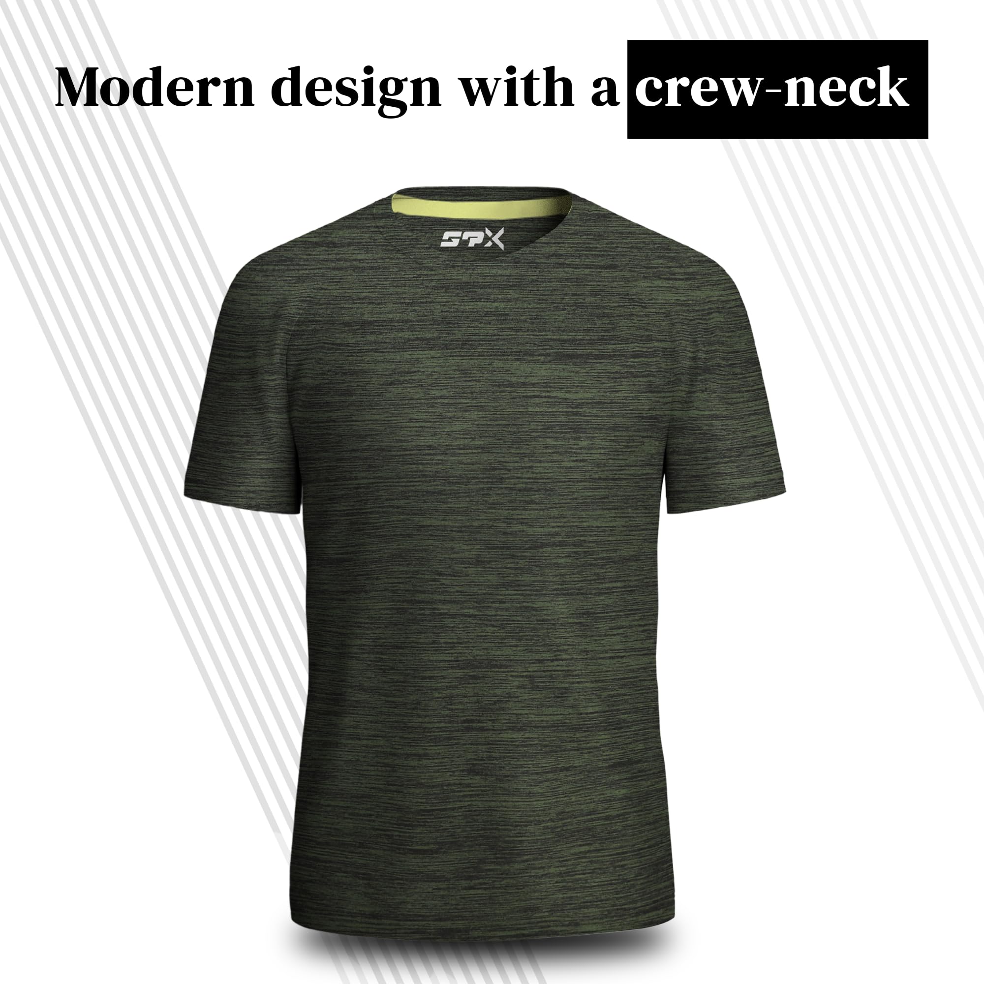 [5 Pack] Men’s Dry-Fit Active Athletic Crew Neck T Shirts Running Workout Gym Tee Top