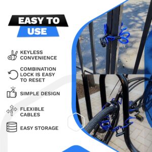 DocksLocks Security Cable Lock Set (5ft to 25ft Lengths) – Weatherproof, Looped Ends, Coiled, Compact, Includes U-Lock, Anti-Theft for Bikes, Patio Furniture, Kayaks, Outdoor Equipment 20ft