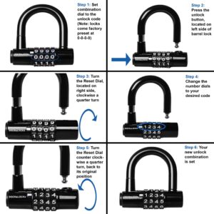 DocksLocks Security Cable Lock Set (5ft to 25ft Lengths) – Weatherproof, Looped Ends, Coiled, Compact, Includes U-Lock, Anti-Theft for Bikes, Patio Furniture, Kayaks, Outdoor Equipment 20ft