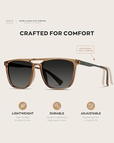 WearMe Pro Premium Polarized Double Bar Sunglasses for Men and Women UVA and UVB (Crystal Brown/Gradient Black)