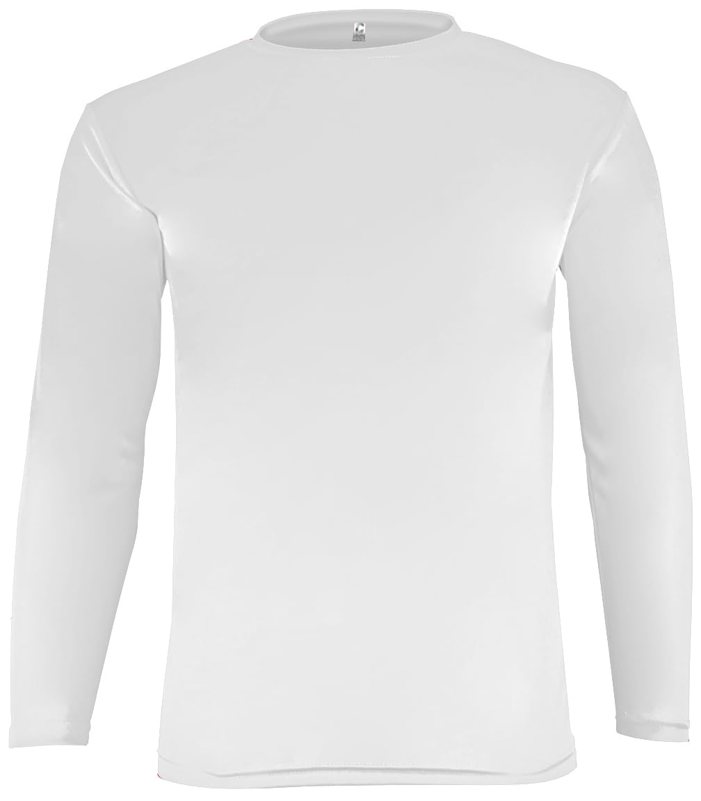 Epic Adult Cooling Performance Long Sleeve Crew T-Shirts (18- Colors Available) White 3XL