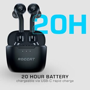 ROCCAT Syn Buds Air True Wireless Earbuds for Mobile Gaming with Dual-Microphones, for Nintendo Switch, Windows, 7, 8.1, 10, 11, Mac, iPad, and iPhone – Black