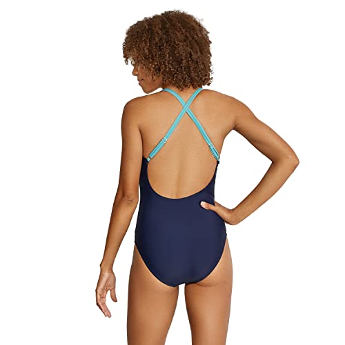 Speedo Women's Standard Swimsuit One Piece Adjustable Crossback Contemporary Cut, Porcelain, 8