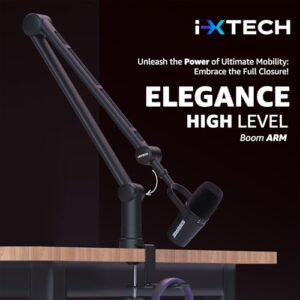 IXTECH Microphone Boom Arm with Desk Mount, 360° Rotatable, Adjustable and Foldable Scissor Mounting for Podcast, Video Gaming, Radio and Studio Audio, Sturdy and Universal - Elegance Model