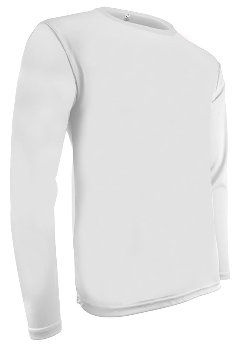 Epic Adult Cooling Performance Long Sleeve Crew T-Shirts (18- Colors Available) White 3XL