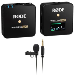 rode wireless go ii single compact digital wireless microphone system/recorder bundle with omnidirectional lavalier microphone for wireless go systems