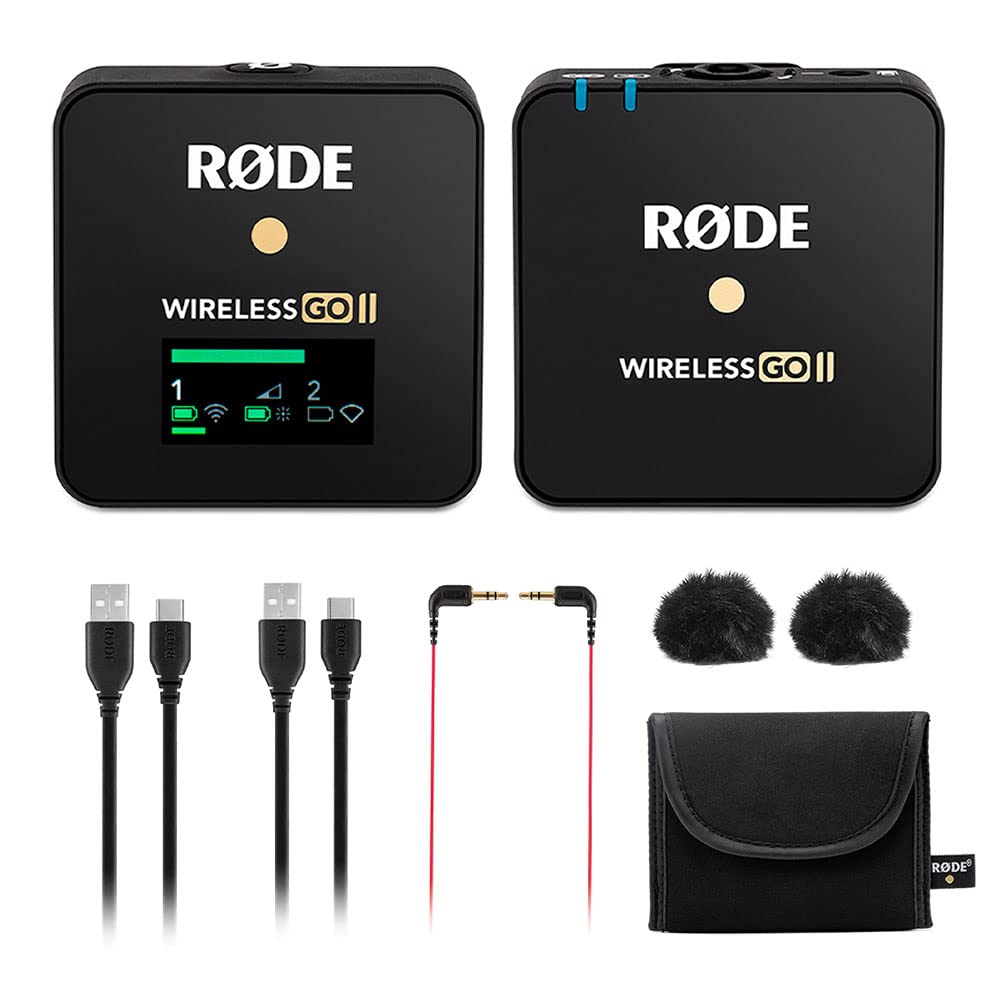 Rode Wireless GO II Single Compact Digital Wireless Microphone System Recorder Bundle with Professional Grade Lapel Microphone