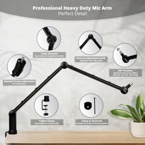 IXTECH Microphone Boom Arm with Desk Mount, 360° Rotatable, Adjustable and Foldable Scissor Mounting for Podcast, Video Gaming, Radio and Studio Audio, Sturdy and Universal - Elegance Model