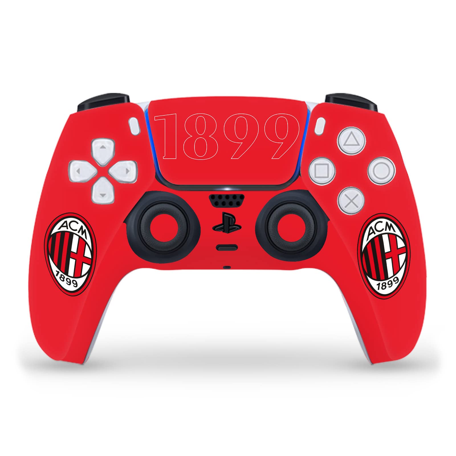 Head Case Designs Officially Licensed AC Milan 1899 Black Logo Art Vinyl Faceplate Sticker Gaming Skin Decal Cover Compatible with Sony PlayStation 5 PS5 DualSense Controller