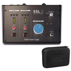 solid state logic ssl 2 desktop 2-in/2-out usb type-c audio interface bundle with solid state logic ssl 2 / ssl 2+ interface custom carrying case