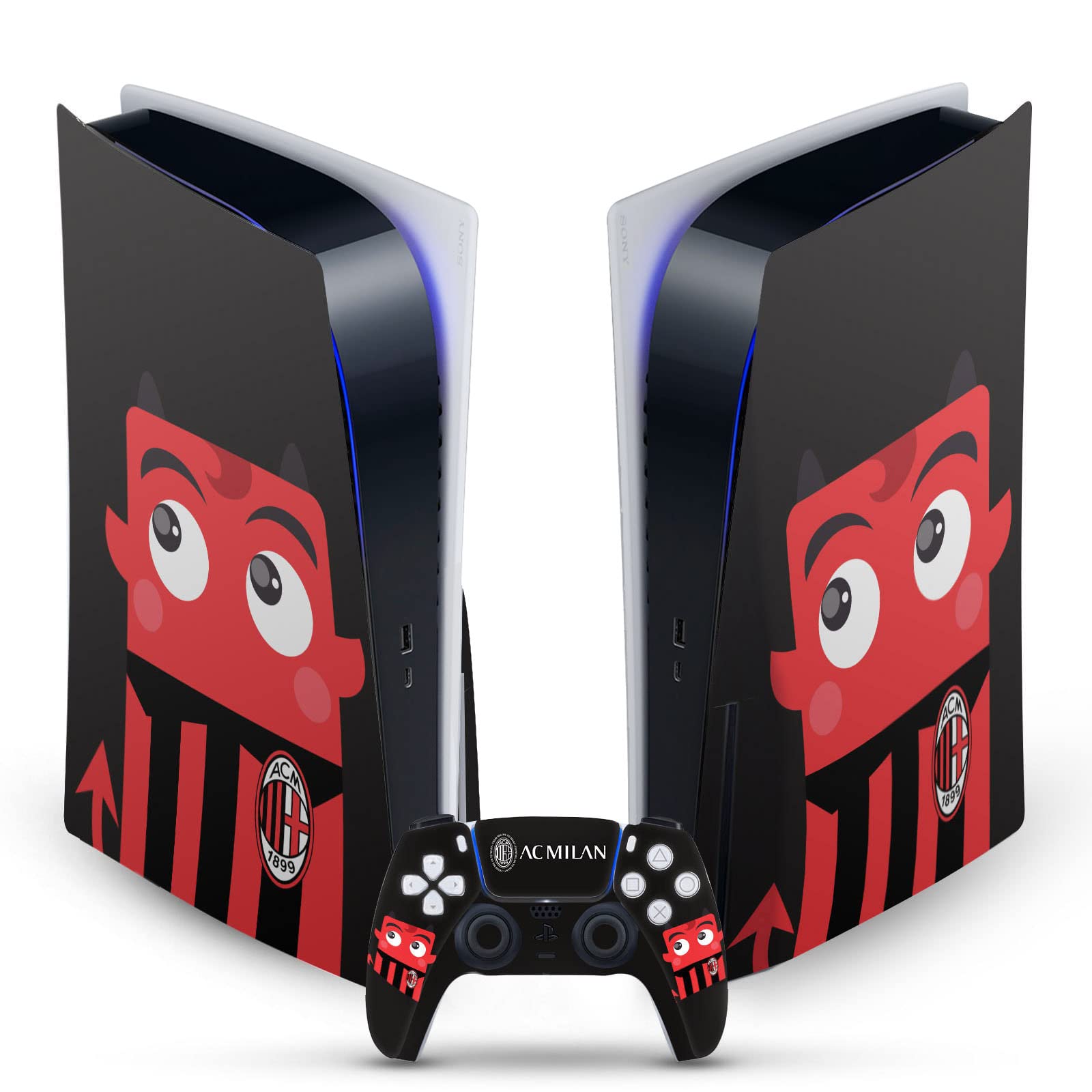 Head Case Designs Officially Licensed AC Milan Mascotte Art Vinyl Faceplate Sticker Gaming Skin Decal Cover Compatible with Sony PlayStation 5 PS5 Disc Edition Console & DualSense Controller