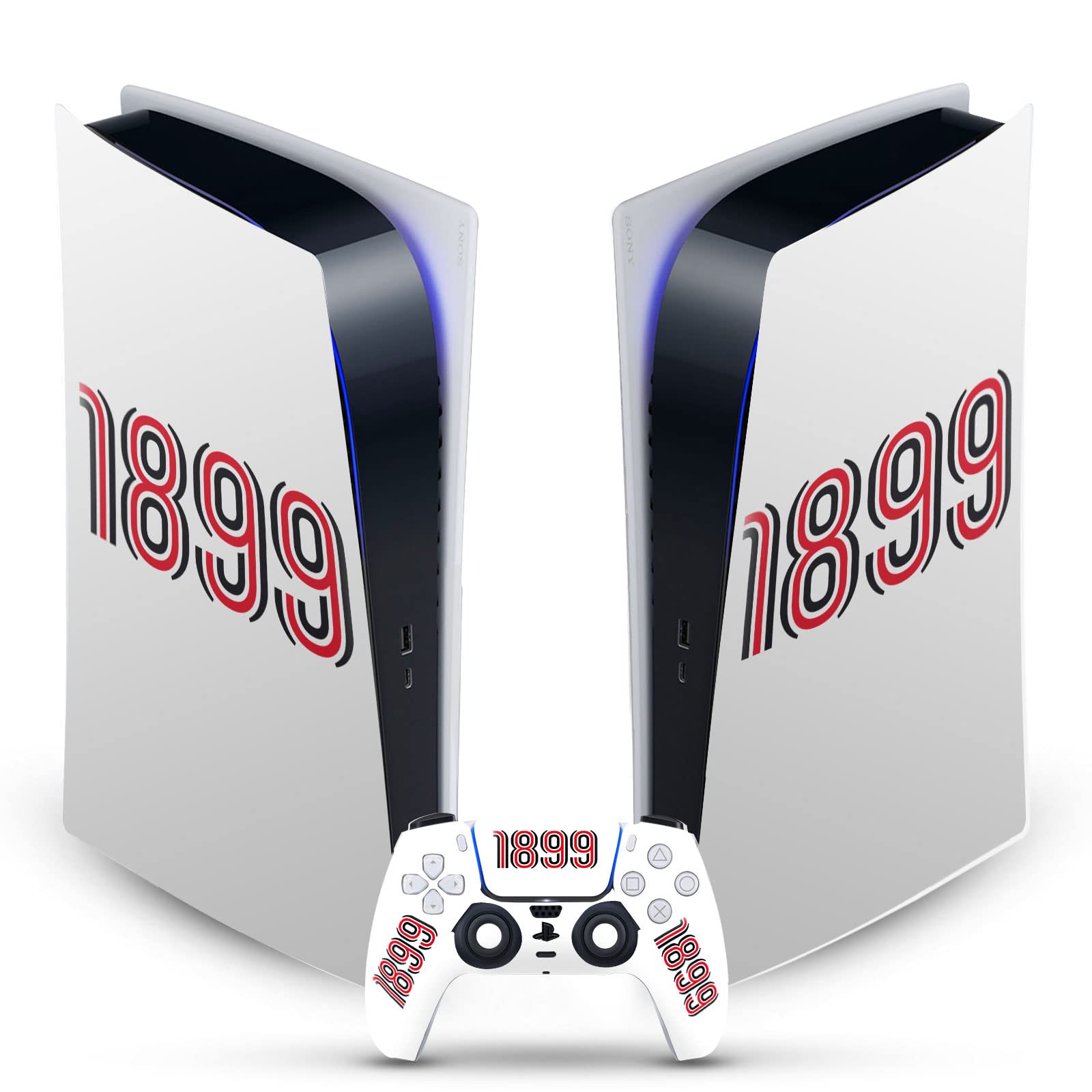 Head Case Designs Officially Licensed AC Milan 1899 Art Matte Vinyl Faceplate Sticker Gaming Skin Decal Cover Compatible with Sony Playstation 5 PS5 Digital Edition Console and DualSense Controller