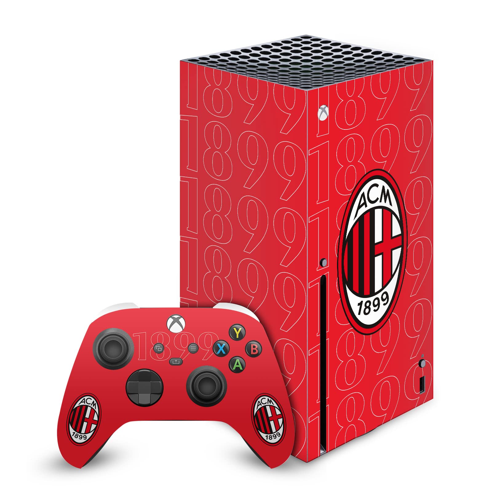 Head Case Designs Officially Licensed AC Milan 1899 Black Logo Art Vinyl Sticker Gaming Skin Decal Cover Compatible with Xbox Series X Console and Controller Bundle